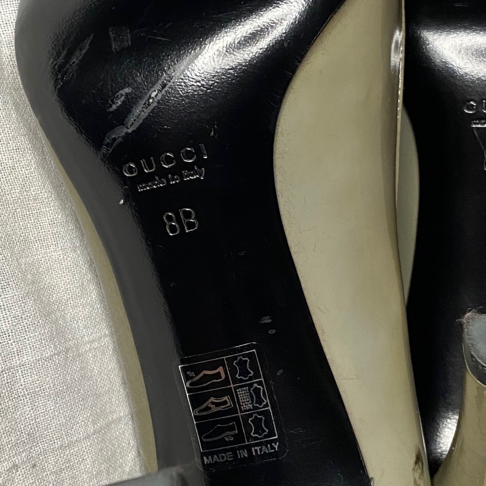 Gucci Grey Patent Leather Heels w/ Ribbon! So Fab! - Picture 6 of 7